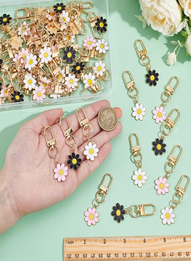 twinklemon 60PCS Flower Keychain Bulk Daisy Aesthetic Keychain Cute Bags Charms Key Chain Pendant Bulk Key Ring Charms for Handbags Earphone Case Purse Accessories - Image 5